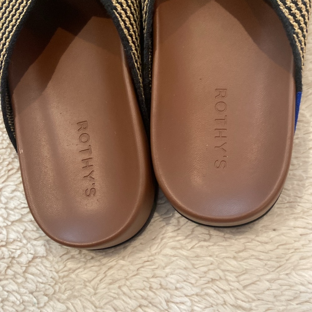 Rothy’s Crossover Sandals – Black & Tan Woven, Size 11 - Picture 2 of 7